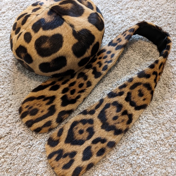Vintage Leopard Print Hat and collar scarf 1940s 1950s BONWITT TELLER - Picture 10 of 14